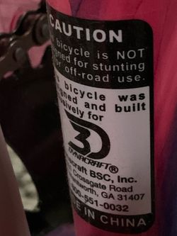Dynacraft Girls Outcast Bike $80