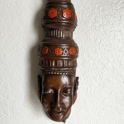 Hand-Carved Wooden Tribal Mask – Wall Art Decor