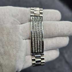 Rolex 18 Karat White Gold 100gramos MENS SOLID 6 CT G VS2 Diamond ID Bracelet 10 inches 