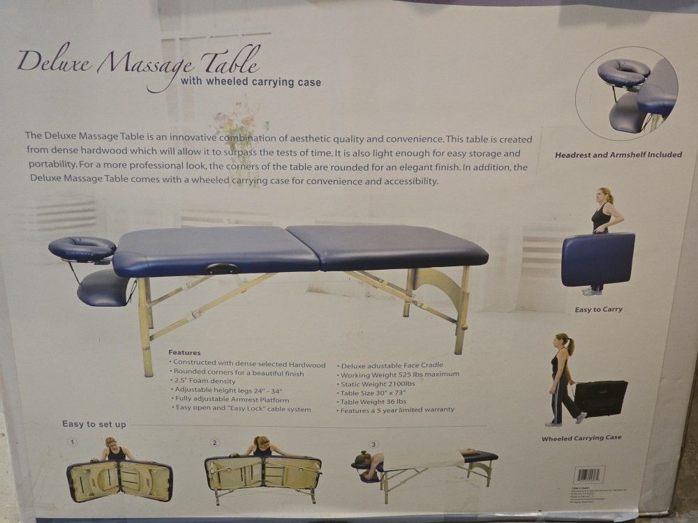 Deluxe Massage Table - Wheeled Portable