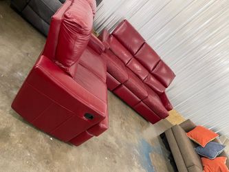 Red Leather Reclining Sofa Set