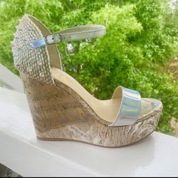 Christian Loubiton Bellamonica Platform NWT Wedge Sandal Silver