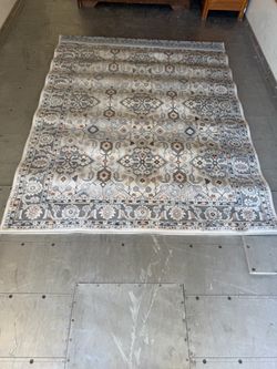 Mainstays Neutral Multi Area Rug, 5 ft x 7 ft, Grey/Blue Rust