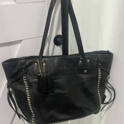 Lknew Black Leather COACH Tote Purse Bag