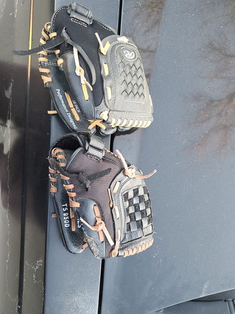 T Ball and Baseball Gloves