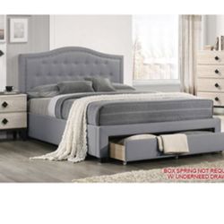 Modern Queen Size Platform Bed with Storage Drawer. Mattress Sold Separately 