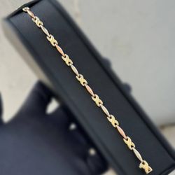 Jewelry 14k solid yellow tri color rose white gold infinity bracelet 8.25” 5.60mm 8.2g