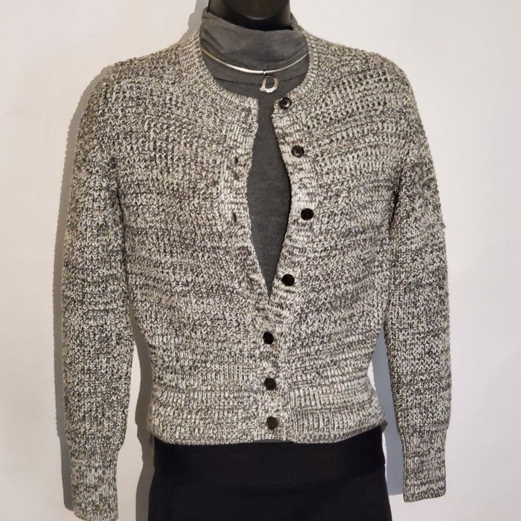 NWT Gap PETITE XS Button Front Sweater Cardigan Black White XSP PP