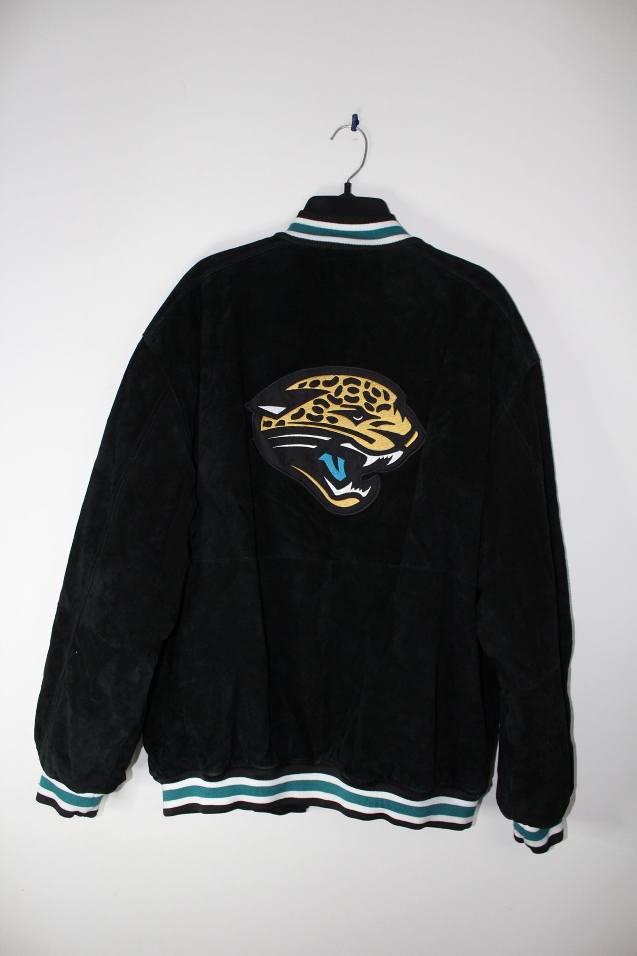 Vintage Mens Spotlight Jacksonville Jaguars NFL Suede Leather Black Jacket M