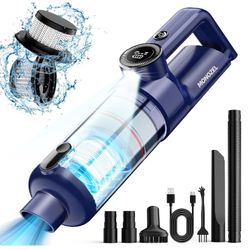 Handheld Vacuum Cordless - Car Vacuum Cleaner with Brushless Motor, 15000Pa Strong Suction Vacuum with LED Light, 2 Filters