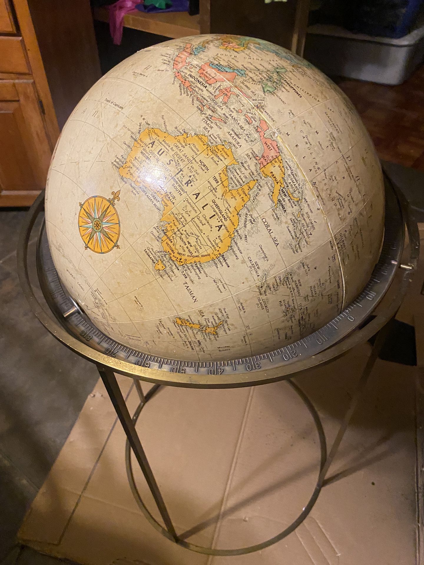 Antique Standing Floor Globe 
