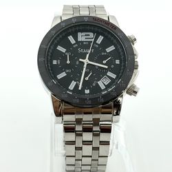 Stauer tachymeter new watch chronograph, 43mm size case, 8in size wrist bracelet 
