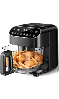 5QT Glass Air Fryer, Non Toxic AirFryer with Digital Touch Control