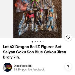 Lot 6X Dragon Ball Z Figures Set Saiyan Goku Son Blue Gokou Jiren Broke 7 Inch