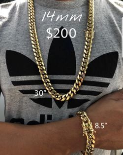 Cuban Link Set 14K Gold Plated Doesn't Loses Color