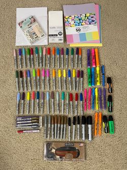 Colored Sharpies and Highlighters, Cardstock Paper
