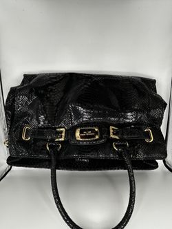 Authentic Michael Kors Large Fulton Python Top Zip Black Leather Satchel $398 Retail. Wallet Included