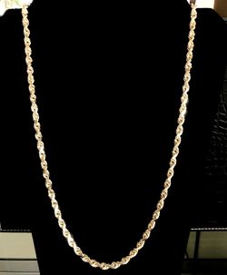 14k Yellow Gold Diamond Cut Rope Chain 6mm 26”