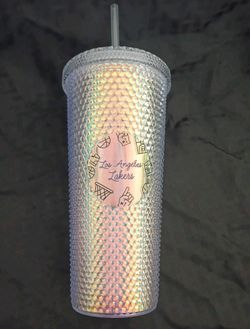 L.A. Lakers Rainbow Iridescent Studded Cold Cup 24 oz. Tumbler -NWT!