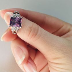 NEW Beautiful Statement Ring AAA Zircon Purple Stone