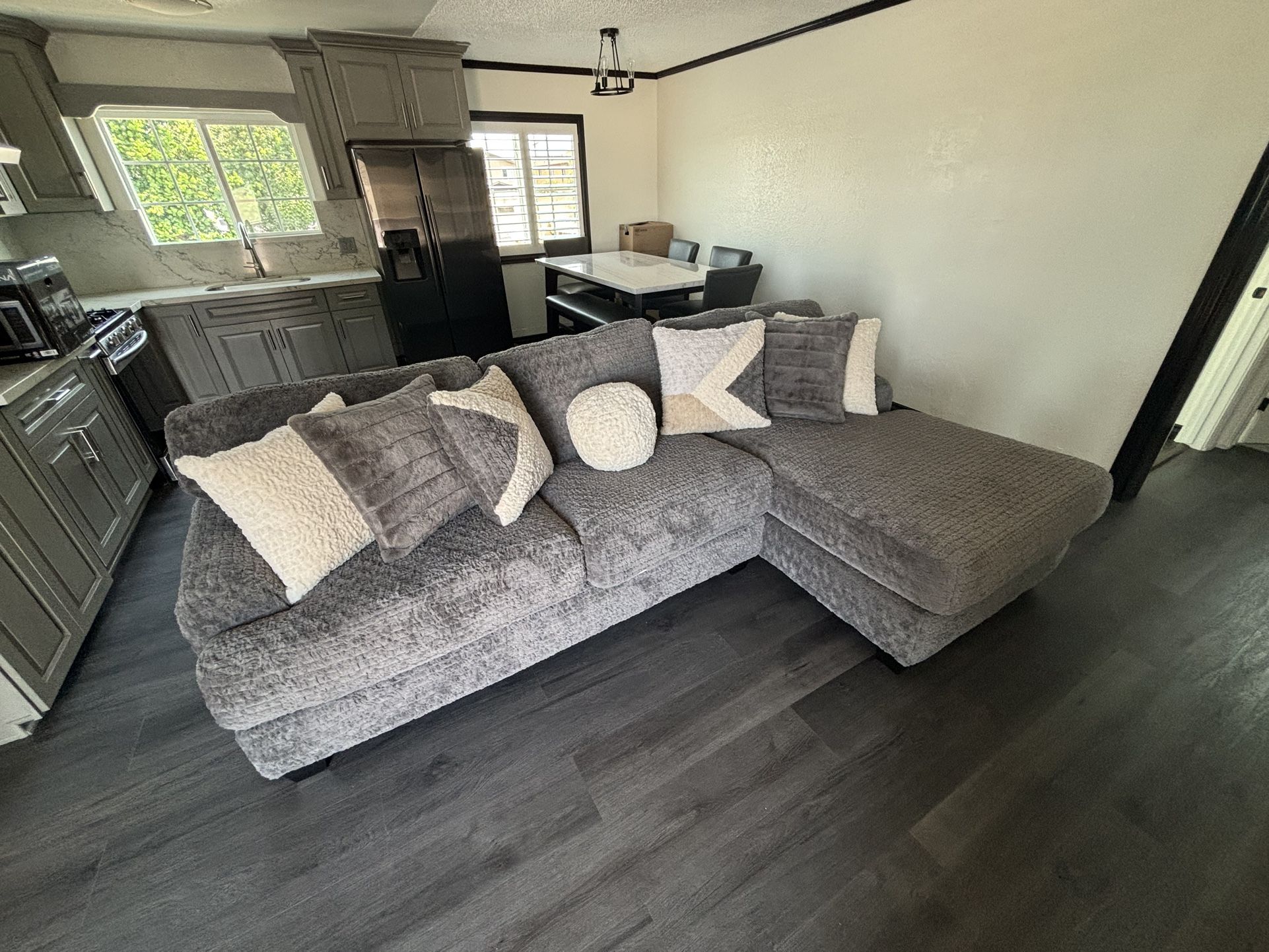 Doodle Gray Sectional Sleeper Mattress Chaise
