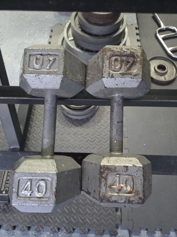 40 Pounds Dumbbells Set Weightlift Workout Weight Exercise Dumbells Solid Hex Dumbells Set  