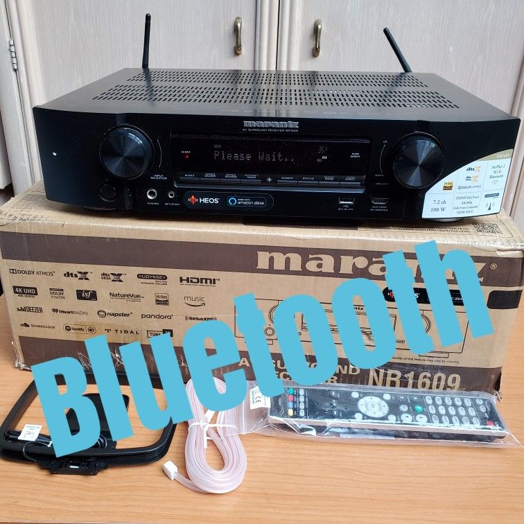 Marantz NR1609 Bluetooth Slim 7.2 Channel AV Receiver With Remote AM FM Antennas