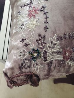 Lavendar flowers Velvet with beading throw pillow