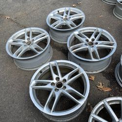 Used set of rims 19 inch AUDI OEM 5x112 300$ for 4 rims plus tax . Sold AS IS. Mount available but not included. Wheel alignment available.  City tire