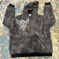 y2k rare cross skull full print hoodie