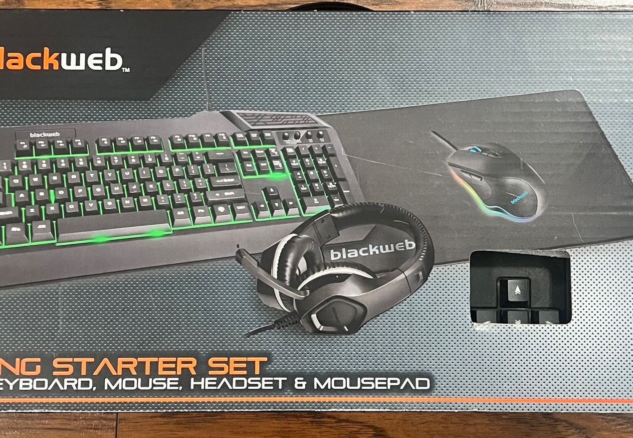 Gaming Starter Kit, Mouse, Keyboard Pad, Headphones