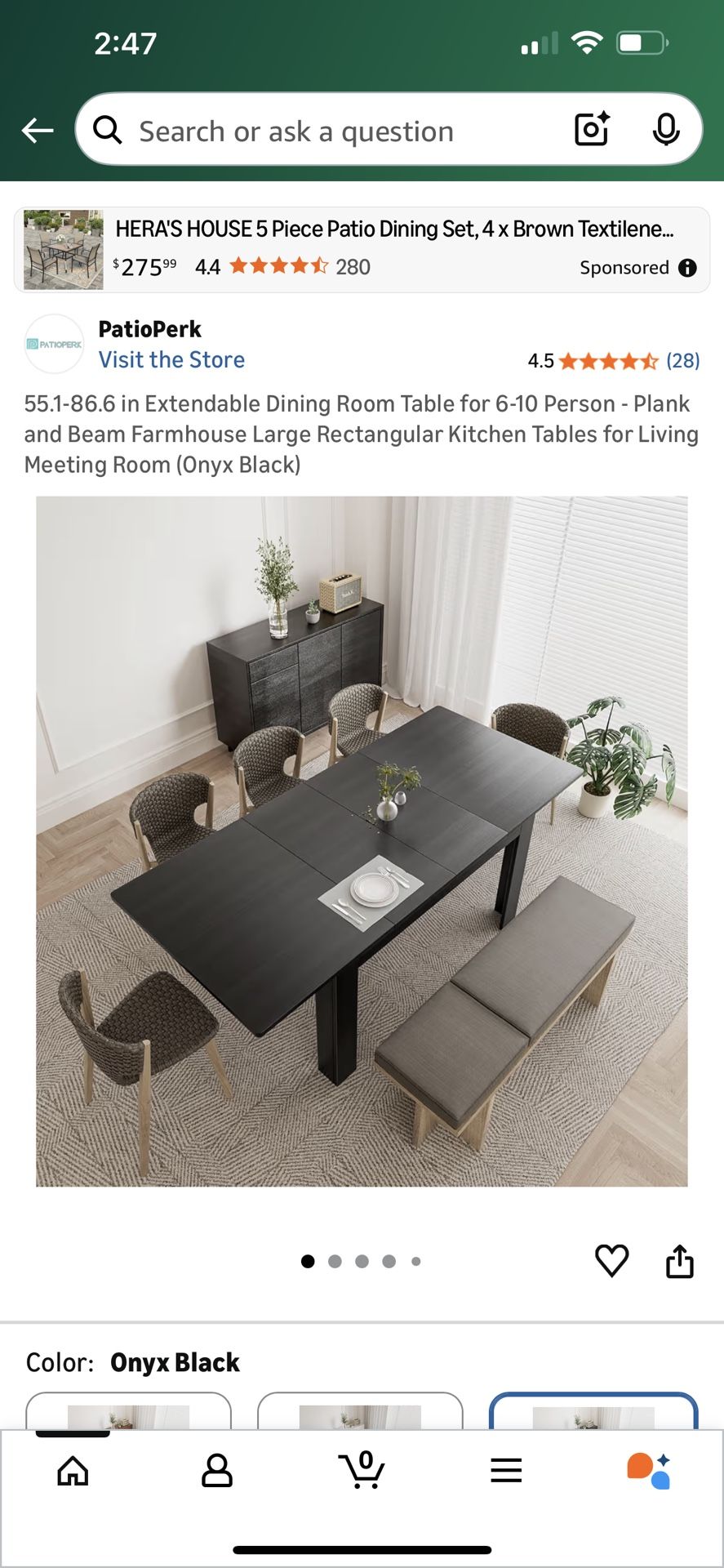 PatioPerk Extendable Dining Table