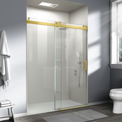 56" - 60" x 76" Frameless Soft-closing Single Sliding Tempered Glass Shower Door