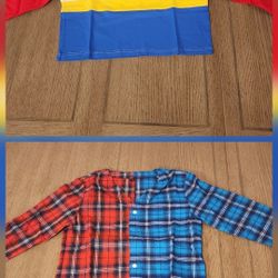 35 New Shirts Pajama Tops - 1 Low Price - Red N Blue Paisley, Preppy Rugby Shirts Kid Sizes