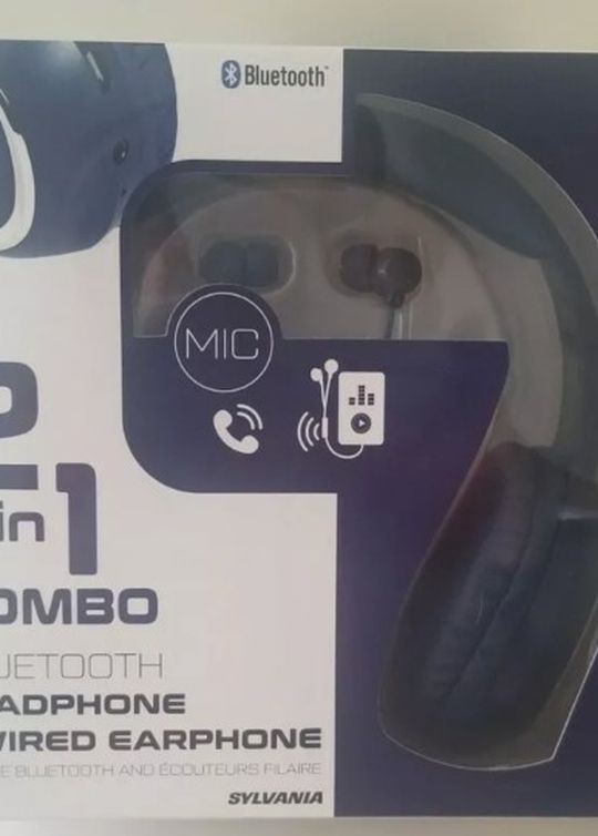 Sylvania Head Phones Bluetooth 2 in 1 Combo Headphone plus wired earphone
