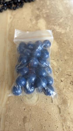 Blue Pearl Beads Lot in Bag