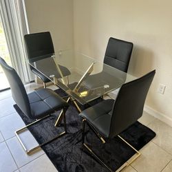 Gold Dining Table And Chairs, Mesa De Comedor Y Sillas 