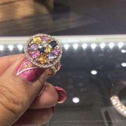 14k Gold Diamond Birth Stone Ring ,size 7 Available In Stock .