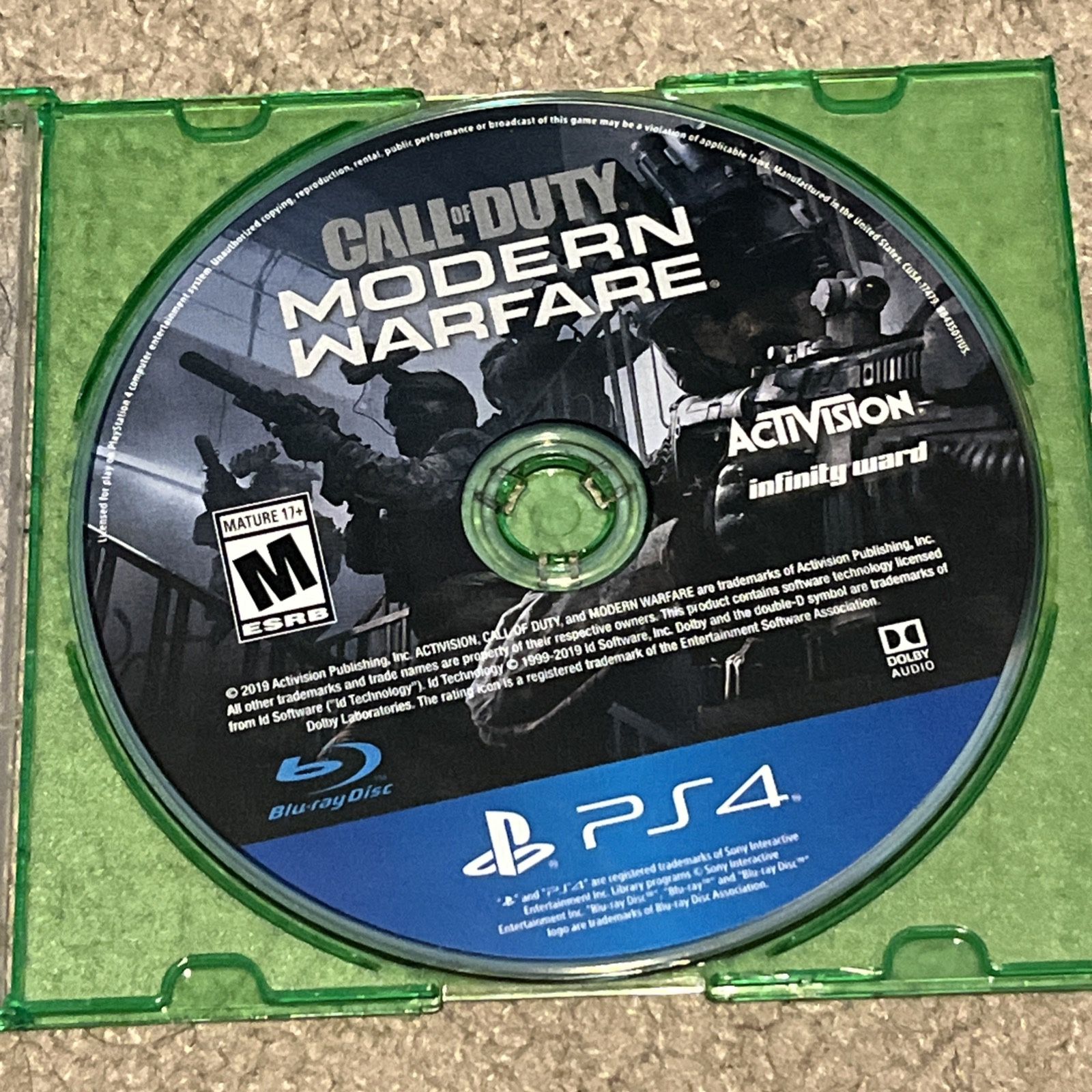 Call of Duty Modern Warfare Sony PlayStation 4 PS4 Game Disc Only Tested