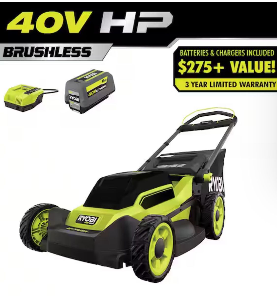 RYOBI 40V HP Brushless 20" Push Mower