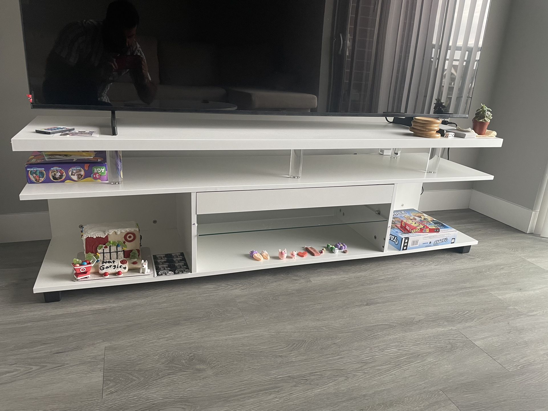 White TV Stand W/ LED Lights