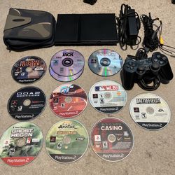 Sony PS2 PlayStation 2 Slim Console Bundle SCPH-79001 w/ Controller 10 Games