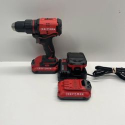 Craftsman Brushless Drill & 3 Batteries & Charger 20v 