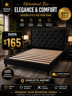 New in box Queen bed frame mattress not included black color