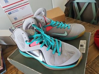 Nike LeBron 9 P.S. Elite South Beach Wolf Grey Mint Pink 516958-001 Basketball size 10
