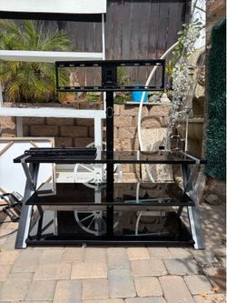 Black Glass TV Stand and Storage