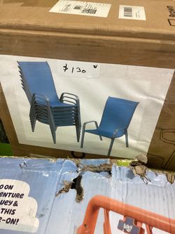 Blue Stackable Outdoor Patio Chairs Set