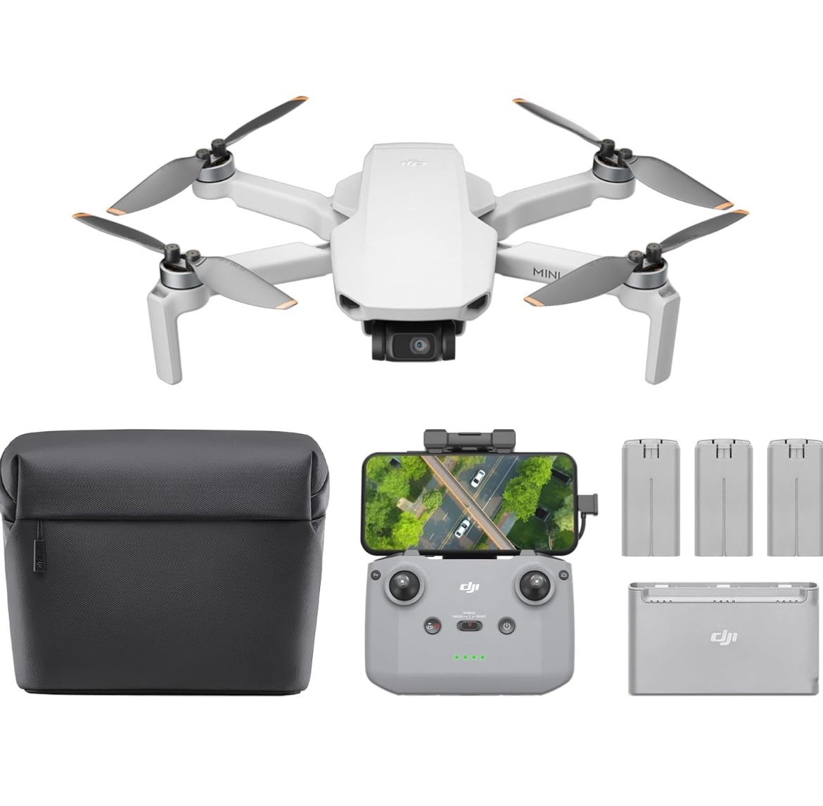 DJI Mini Fly More Combo, Drone Camera for Adults, Under 249 g, 3-Axis Gimbal Stabilization, Auto Return,