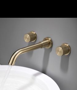 Brushed Gold Wall Mount Bathroom Faucet!