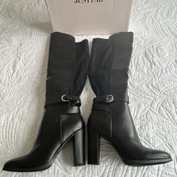black high heel boots